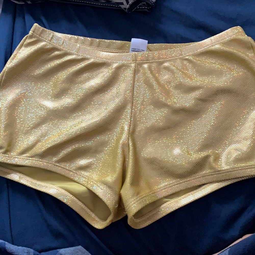 shiny gold shorts ,
